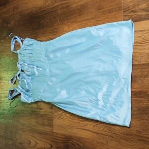 Blanc Clothing Sky Blue Corseted Milkmaid Top Mini Dress LLL
